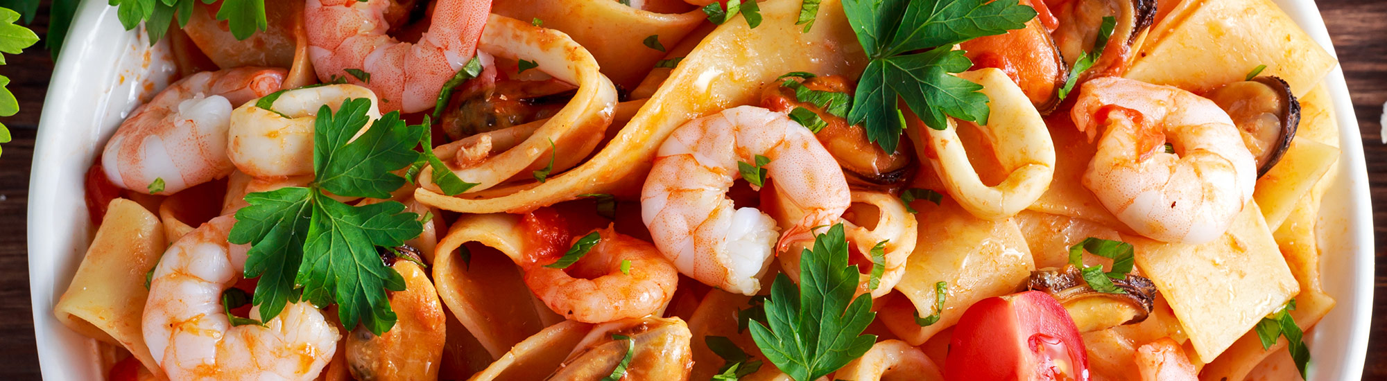 ricetta Pappardelle con gamberetti, cozze e pomodorini con pasta fresca