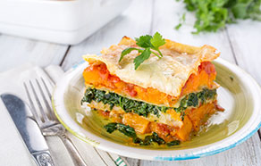 Lasagna con zucca e spinaci