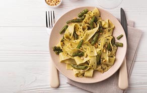 Pappardelle con fagiolini, patate e pesto